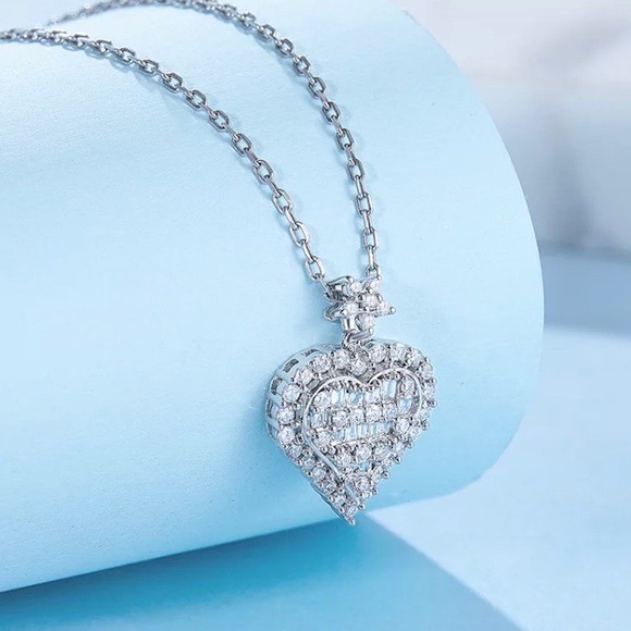 NEW 925 STERLING SILVER DIAMOND PENDANT NECKLACE - Picture 7 of 9